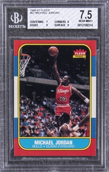 1986/87 Fleer #57 Michael Jordan Rookie Card – BGS NM+ 7.5